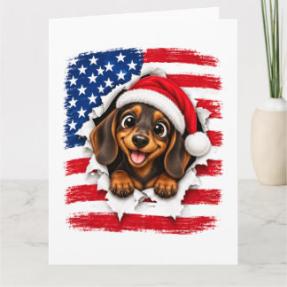 Tarjeta Dachshund de Navidad americano