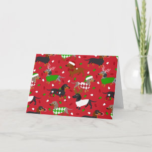 Tarjeta Dachshund de Navidad Todos los Pelajes