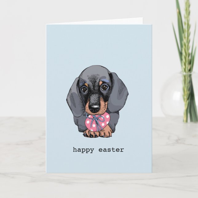 Tarjeta Dachshund de Pascua (Anverso)