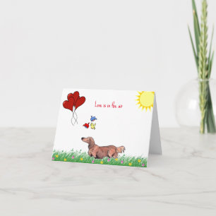 Tarjeta Dachshund de pelo largo San Valentín 