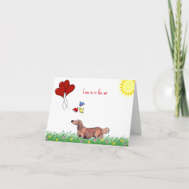 Tarjeta Dachshund de pelo largo San Valentín 