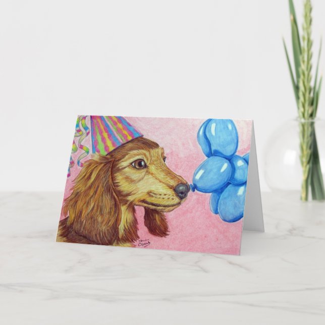 Tarjeta Dachshund del cumpleaños (Anverso)