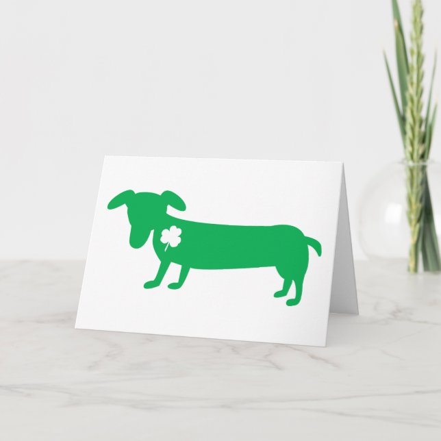 Tarjeta Dachshund del día de St Patrick (Anverso)