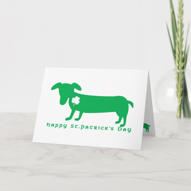 Tarjeta Dachshund del día de St Patrick feliz (Anverso)