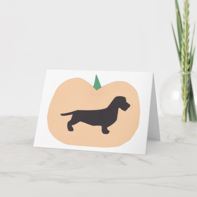 Tarjeta Dachshund del pelo del alambre de la calabaza del (Anverso)