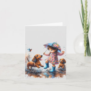 Tarjeta Dachshund Días Lluviosos (descargable) 