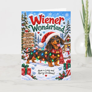 Tarjeta Dachshund Divertido Navidad Wiener Wonderland