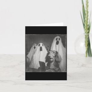 Tarjeta Dachshund Divertido Selfie Embrujada Halloween Esp