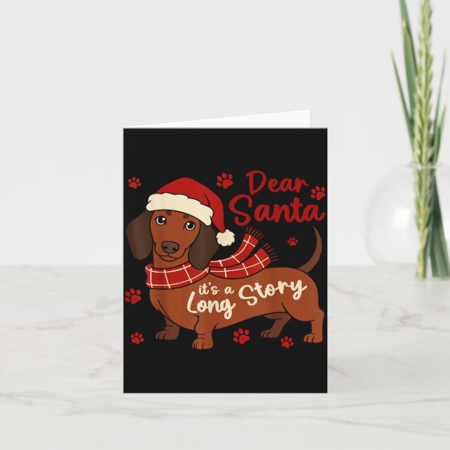 Tarjeta Dachshund Dog Dear Santa It's A Long Story Funny C (Anverso)