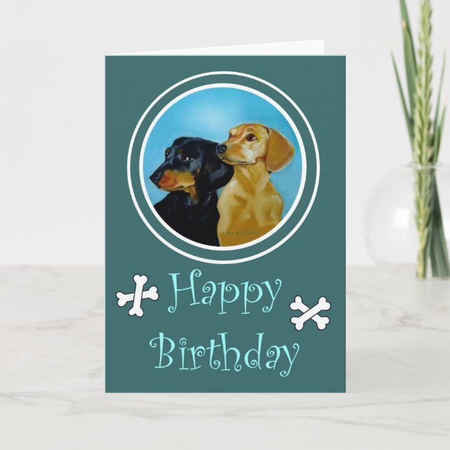 Tarjeta Dachshund Dogs Birthday Card (Anverso)