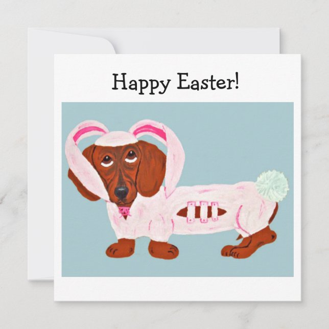 Tarjeta Dachshund Easter Bunny (Anverso)