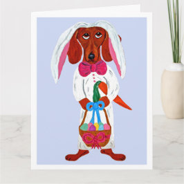 Tarjeta Dachshund Easter Bunny