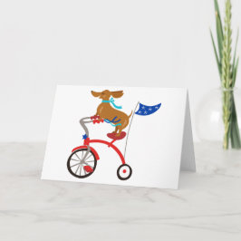 Tarjeta Dachshund en bicicleta