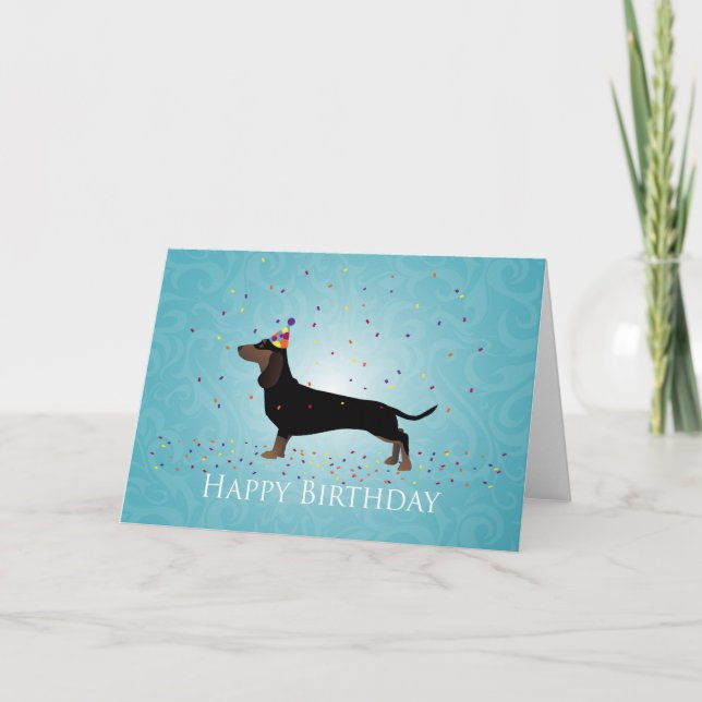 Tarjeta Dachshund Feliz cumpleaños (Anverso)