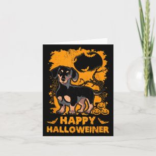 Tarjeta Dachshund Feliz Halloween Perro Vienés de Hallowee