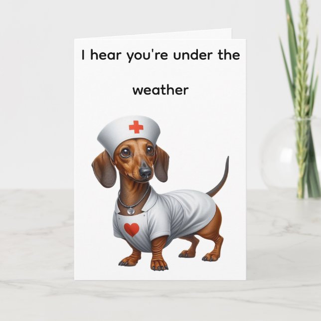 Tarjeta Dachshund Get Well (Anverso)