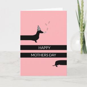 Tarjeta Dachshund gracioso con el gorra fiesta Feliz Día d
