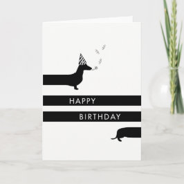 Tarjeta Dachshund gracioso con un gorra fiesta feliz cumpl