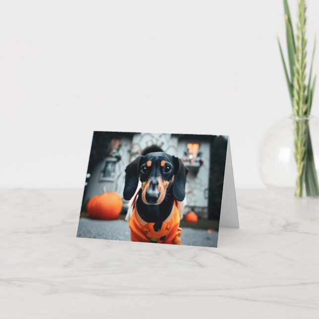 Tarjeta Dachshund Halloween (Anverso)