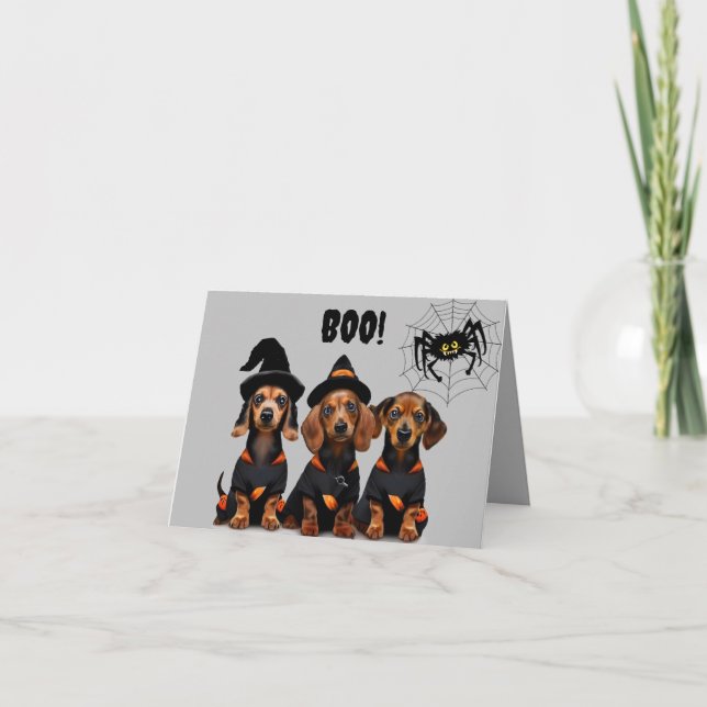 Tarjeta Dachshund Halloween (Anverso)