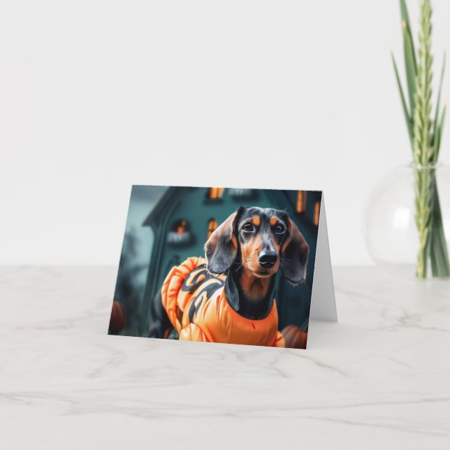Tarjeta Dachshund Halloween (Anverso)