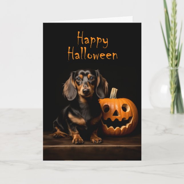 Tarjeta Dachshund Halloween (Anverso)