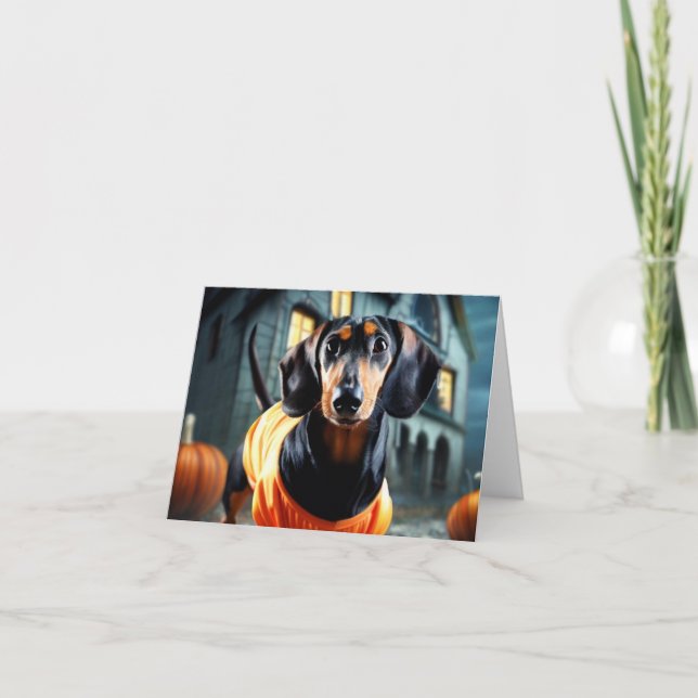 Tarjeta Dachshund Halloween (Anverso)