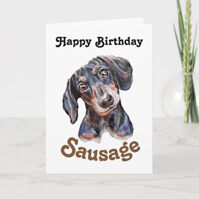 Tarjeta Dachshund "Happy Birthday salchicha" (Anverso)