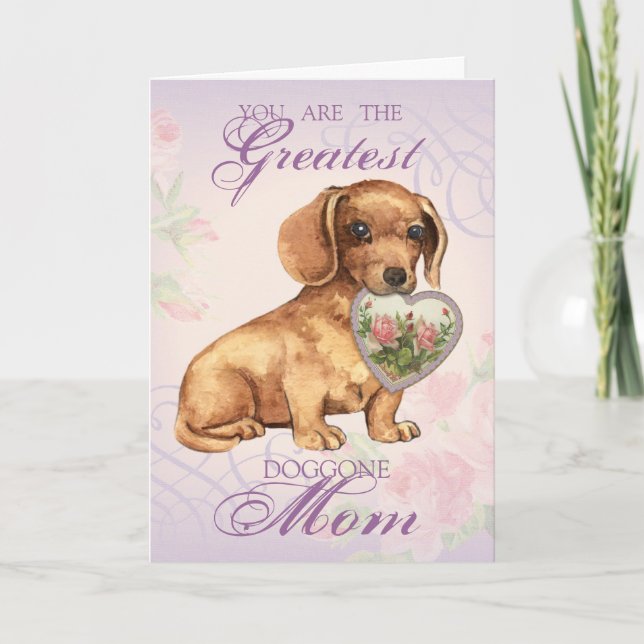 Tarjeta Dachshund Heart Mom (Anverso)