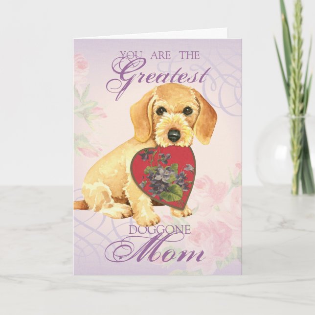 Tarjeta Dachshund Heart Mom (Anverso)