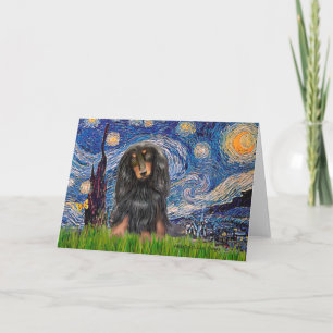Tarjeta Dachshund (LHBT) - Noche estrellada