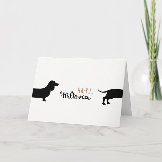 Tarjeta Dachshund lindo Halloween (Anverso)