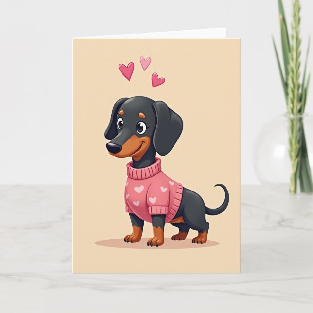 Tarjeta Dachshund Love Hearts Dog Card (Anverso)