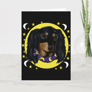 Tarjeta Dachshund negro de pelo largo