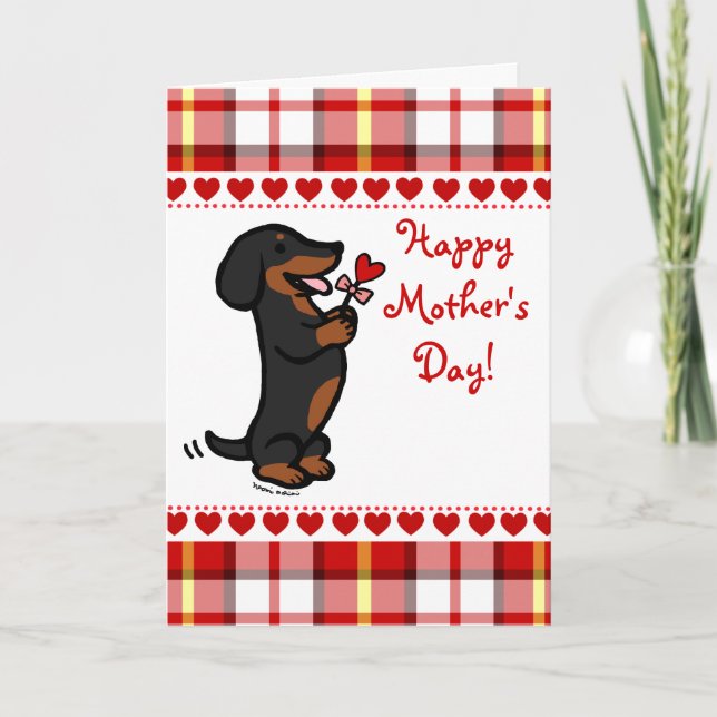 Tarjeta Dachshund negro y moreno (Anverso)
