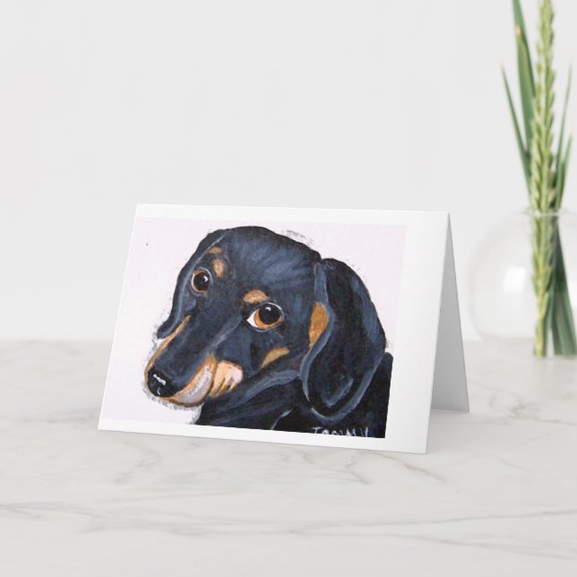 Tarjeta Dachshund negro y moreno Notecard (Anverso)
