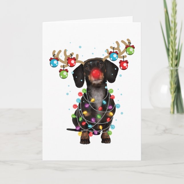 Tarjeta Dachshund Perro Divertidos Navidades Regalos de va (Anverso)