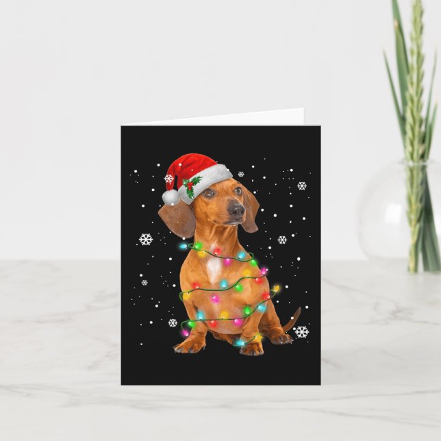 Tarjeta Dachshund Perros Árboles Navidades Regalos De Navi (Anverso)