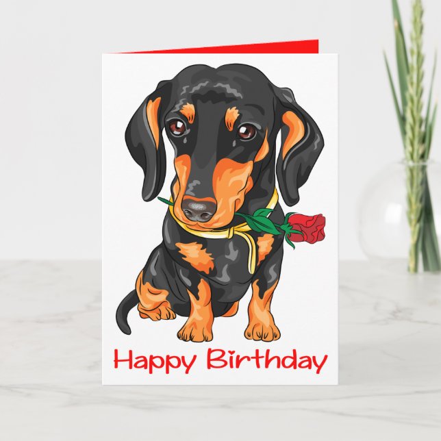 Tarjeta Dachshund Personalizado de Cachorro Cute Perro Cum (Anverso)