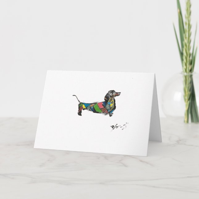 Tarjeta Dachshund plegada (Anverso)