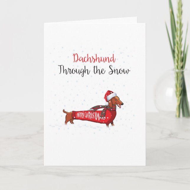 Tarjeta Dachshund Punny Holidays - Feliz Navidad (Anverso)