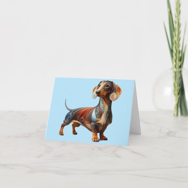 Tarjeta Dachshund Quilling Design Cualquier Ocasión (Anverso)