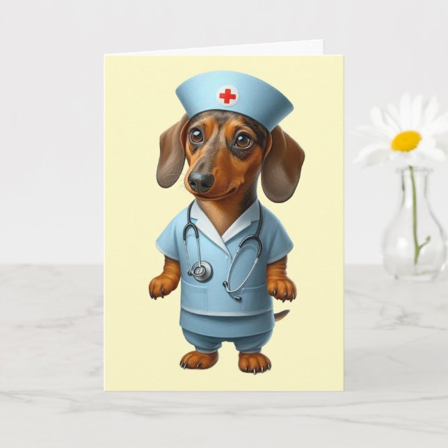 Tarjeta Dachshund Recupérate (Planta pequeña)