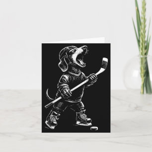 Tarjeta Dachshund Retro Cool Jugando Hockey Perro Salchich