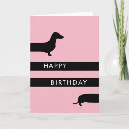 Tarjeta Dachshund rosa caliente divertido cumpleaños feliz