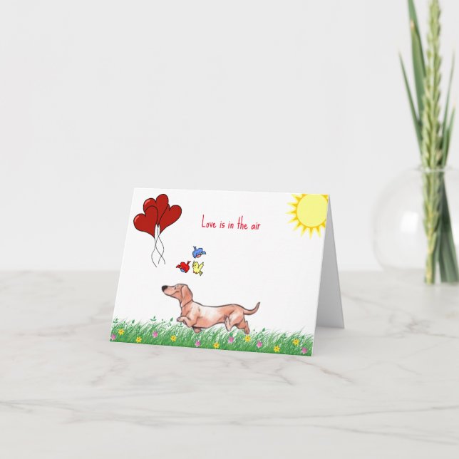 Tarjeta Dachshund San Valentín  (Anverso)