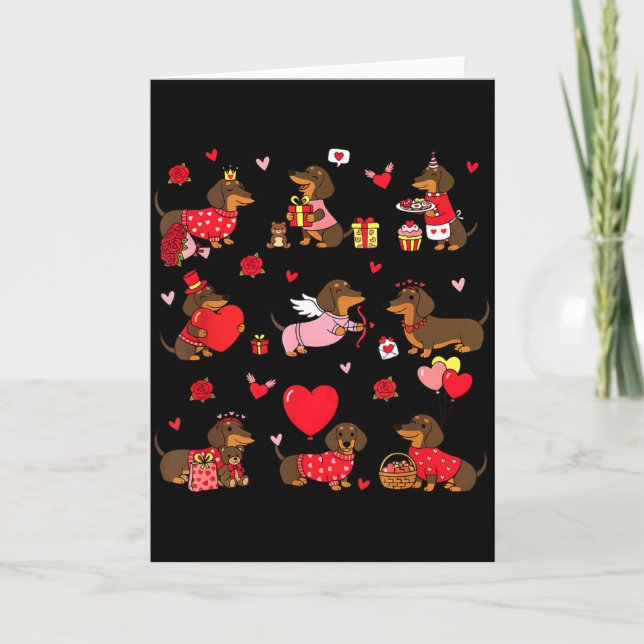 Tarjeta Dachshund San Valentín Perrito Adorable Amor Perro (Anverso)