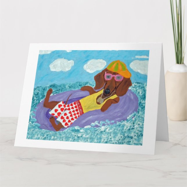 Tarjeta Dachshund Vagabundo de Playa (Anverso)