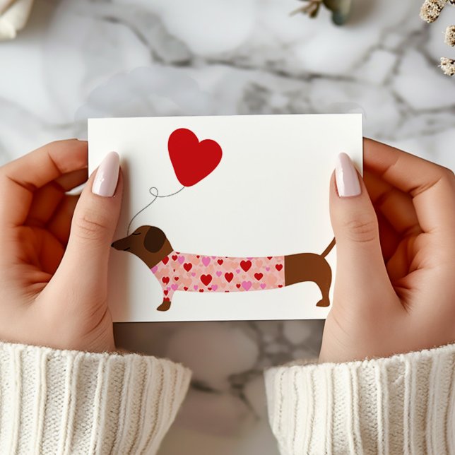 Tarjeta Dachshund Valentine, rosa El día de San Valentín y (Subido por el creador)