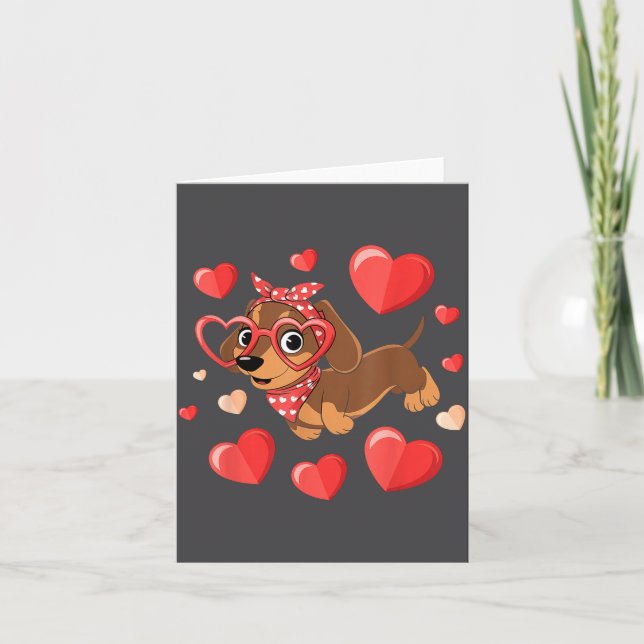 Tarjeta Dachshund Valentines Day Wiener Dog Lover Weenie H (Anverso)